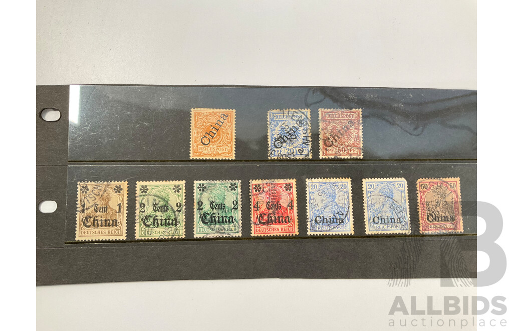 Collection of German and German States Stamps Including 1800's Baden, Bayern, Coat of Arms, Diagonal China Overprints, WW1 Poland and Belgium Occupation, 1920's Bavaria and Wurttemberg Sets, Germania Mint Hinged Collection