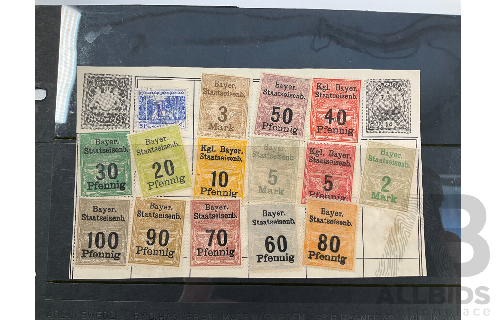 Collection of German and German States Stamps Including 1800's Baden, Bayern, Coat of Arms, Diagonal China Overprints, WW1 Poland and Belgium Occupation, 1920's Bavaria and Wurttemberg Sets, Germania Mint Hinged Collection