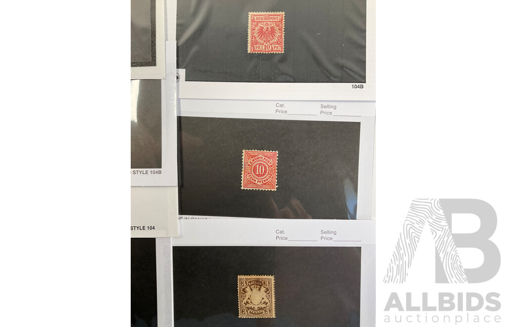 Collection of German and German States Stamps Including 1800's Baden, Bayern, Coat of Arms, Diagonal China Overprints, WW1 Poland and Belgium Occupation, 1920's Bavaria and Wurttemberg Sets, Germania Mint Hinged Collection