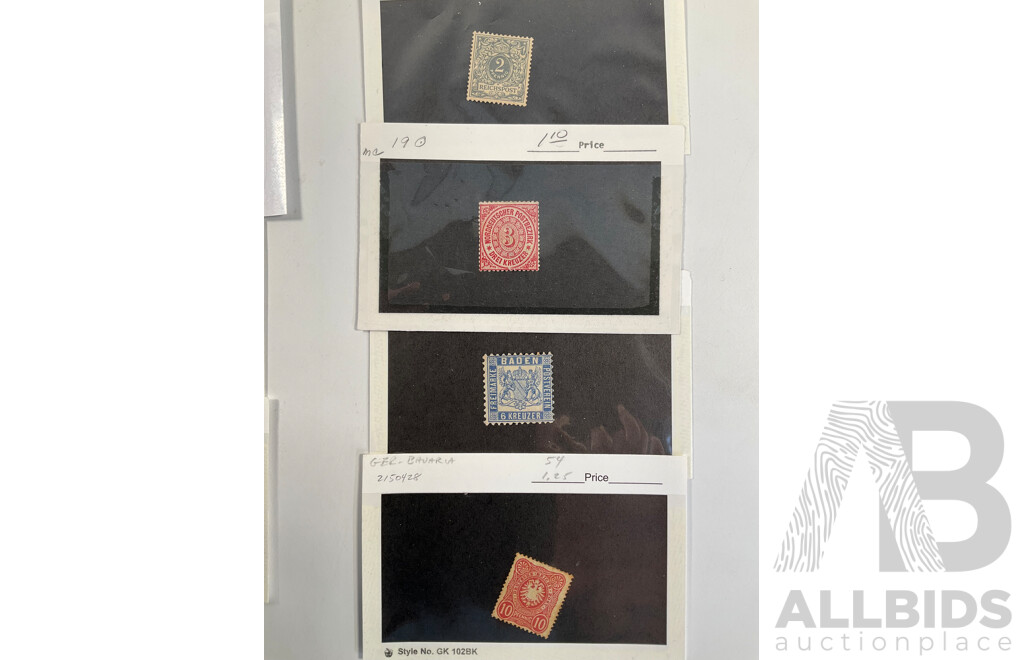 Collection of German and German States Stamps Including 1800's Baden, Bayern, Coat of Arms, Diagonal China Overprints, WW1 Poland and Belgium Occupation, 1920's Bavaria and Wurttemberg Sets, Germania Mint Hinged Collection