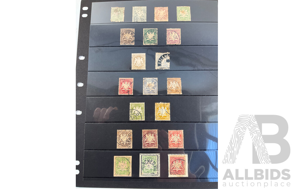 Collection of German and German States Stamps Including 1800's Baden, Bayern, Coat of Arms, Diagonal China Overprints, WW1 Poland and Belgium Occupation, 1920's Bavaria and Wurttemberg Sets, Germania Mint Hinged Collection