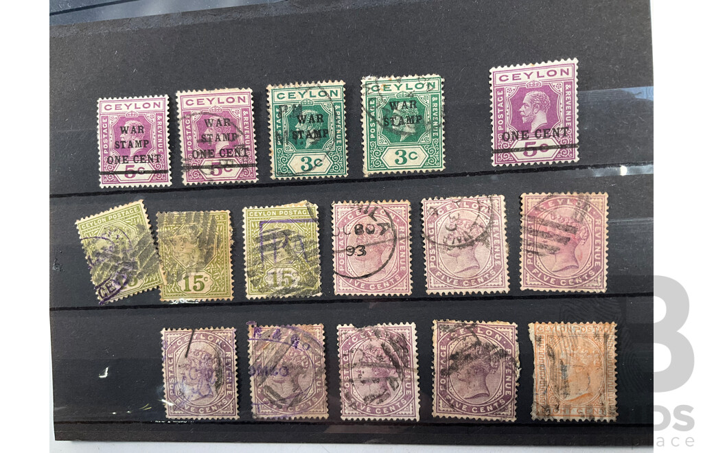 Collection of Great Britain and Territories Stamps Including Ceylon and India QV Overprints, Rhodesia Mint Sets, Sierra Leone KGV, KGVI, QE2, St Helena Mint Hinged, Kenya, St Vincent, Nevis, Anguilla, Barbados 'Seal of the Colony'