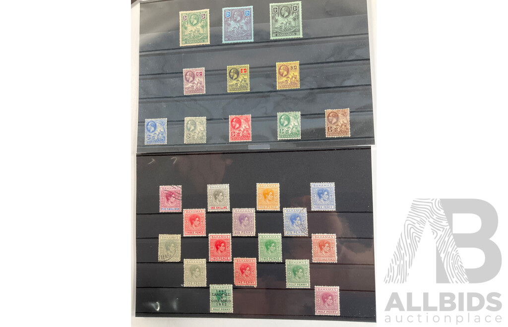 Collection of Great Britain and Territories Stamps Including Ceylon and India QV Overprints, Rhodesia Mint Sets, Sierra Leone KGV, KGVI, QE2, St Helena Mint Hinged, Kenya, St Vincent, Nevis, Anguilla, Barbados 'Seal of the Colony'