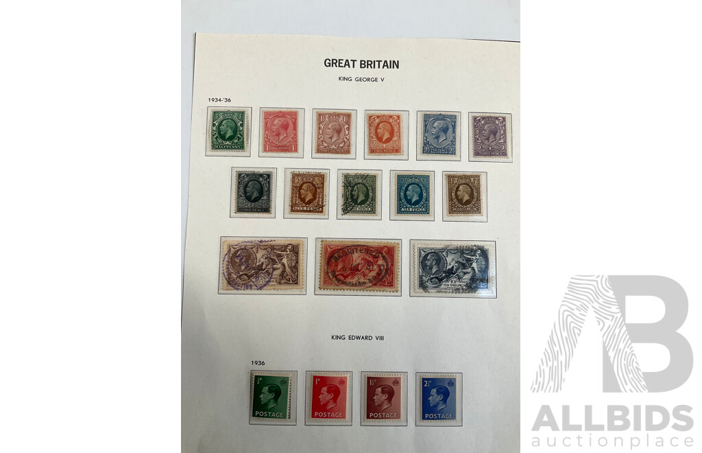 Collection of Great Britain and Territories Stamps Including Ceylon and India QV Overprints, Rhodesia Mint Sets, Sierra Leone KGV, KGVI, QE2, St Helena Mint Hinged, Kenya, St Vincent, Nevis, Anguilla, Barbados 'Seal of the Colony'