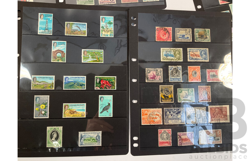 Collection of Great Britain and Territories Stamps Including Ceylon and India QV Overprints, Rhodesia Mint Sets, Sierra Leone KGV, KGVI, QE2, St Helena Mint Hinged, Kenya, St Vincent, Nevis, Anguilla, Barbados 'Seal of the Colony'