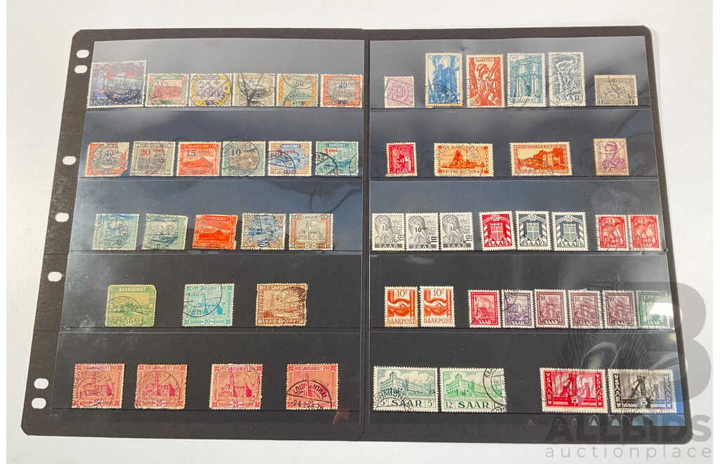Collection of German Saargebiet Stamps Including Mint Hinged, Sets, Overprints
