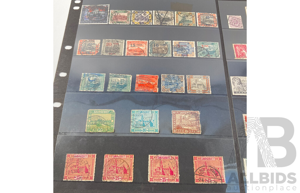 Collection of German Saargebiet Stamps Including Mint Hinged, Sets, Overprints