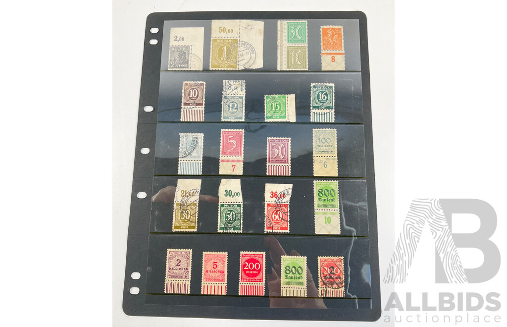 Collection of German Depression Era Stamps Including Selvage and Overprints