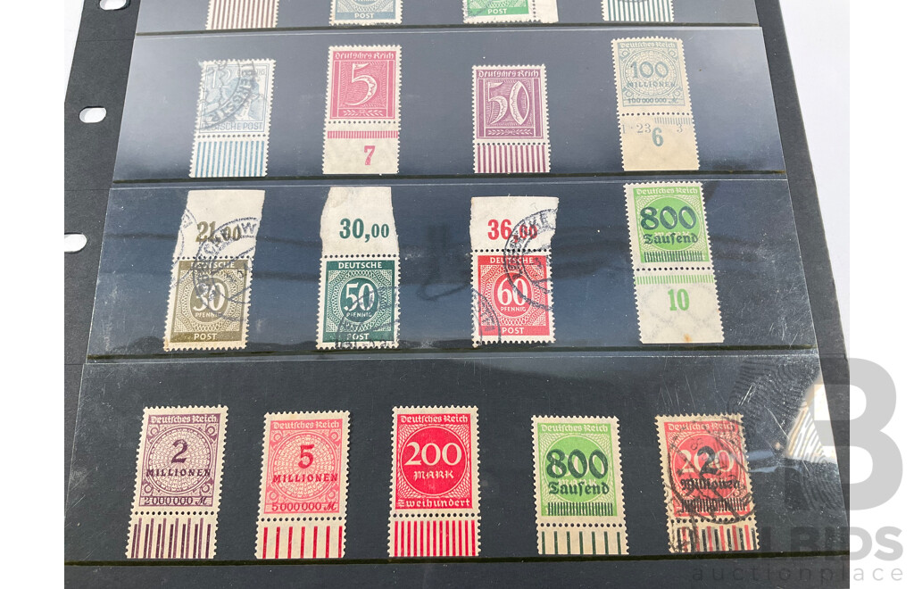 Collection of German Depression Era Stamps Including Selvage and Overprints
