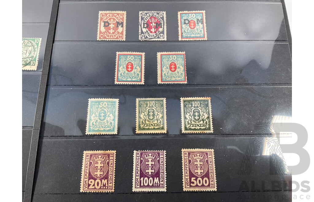 Collection of German Danzig Stamps Spanning 1920's to 1939 Including Mint Hinged and Overprints