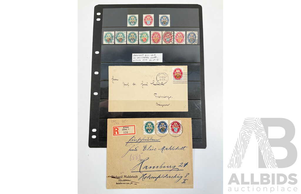 German 1920's Stamp and Covers Set Including Mint Hinged and Altona 1926 Registered