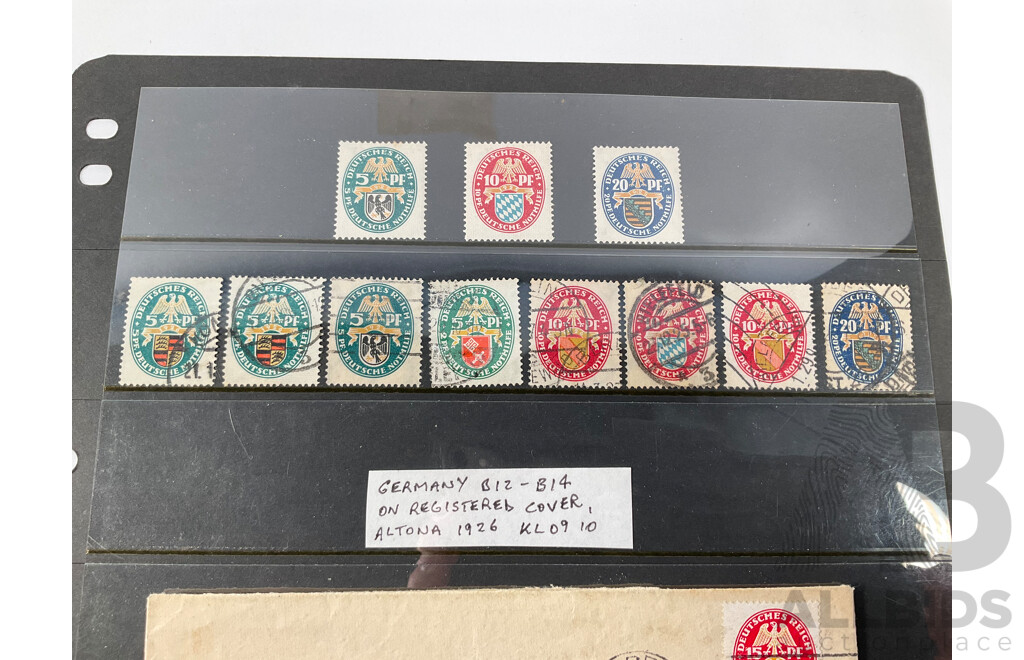 German 1920's Stamp and Covers Set Including Mint Hinged and Altona 1926 Registered