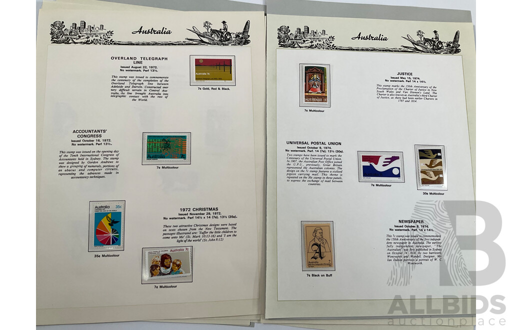 Australian Seven Seas Mostly Mint Stamps Spanning 1972 to 1974 Including Paintings Set One to Ten Dollars