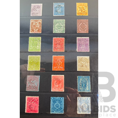 Collection of Australian 1880's QV Victorian Stamp Duty Stamps, Hand Cancels, Four Shillings to Forty Five Shillings