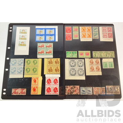 Australian Predecimal/Decimal Stamp Blocks and Pairs, Mint, Mint Hinged Cancelled