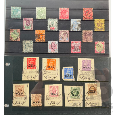 Collection of Great Britain Stamp Sets Including KGV, KGVI, M.E.F Overprints