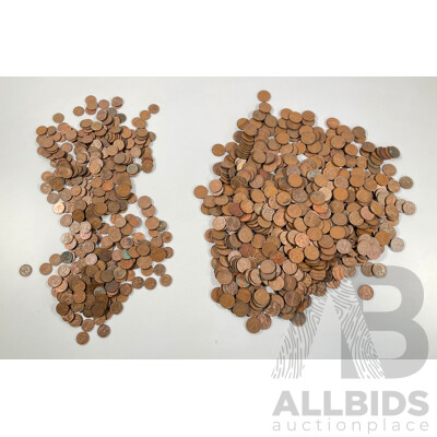 Collection of Australian One and Two Cent Coins Spanning 1966 to 1980's - Approximately 4 Kilograms