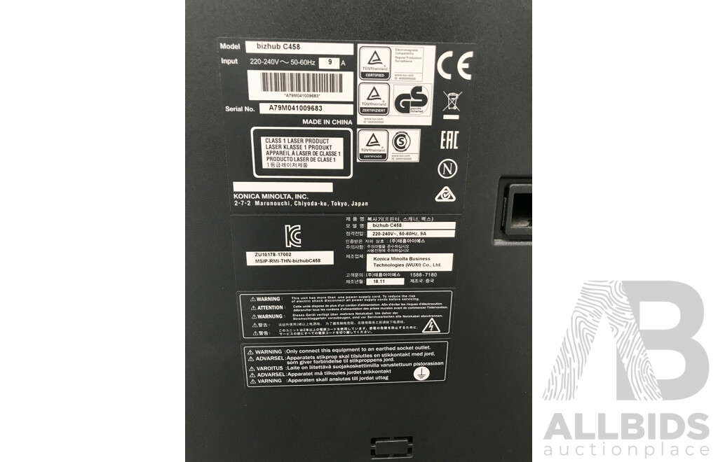 Konica Minolta bizhub C458 Colour Laser Multifunction Printer