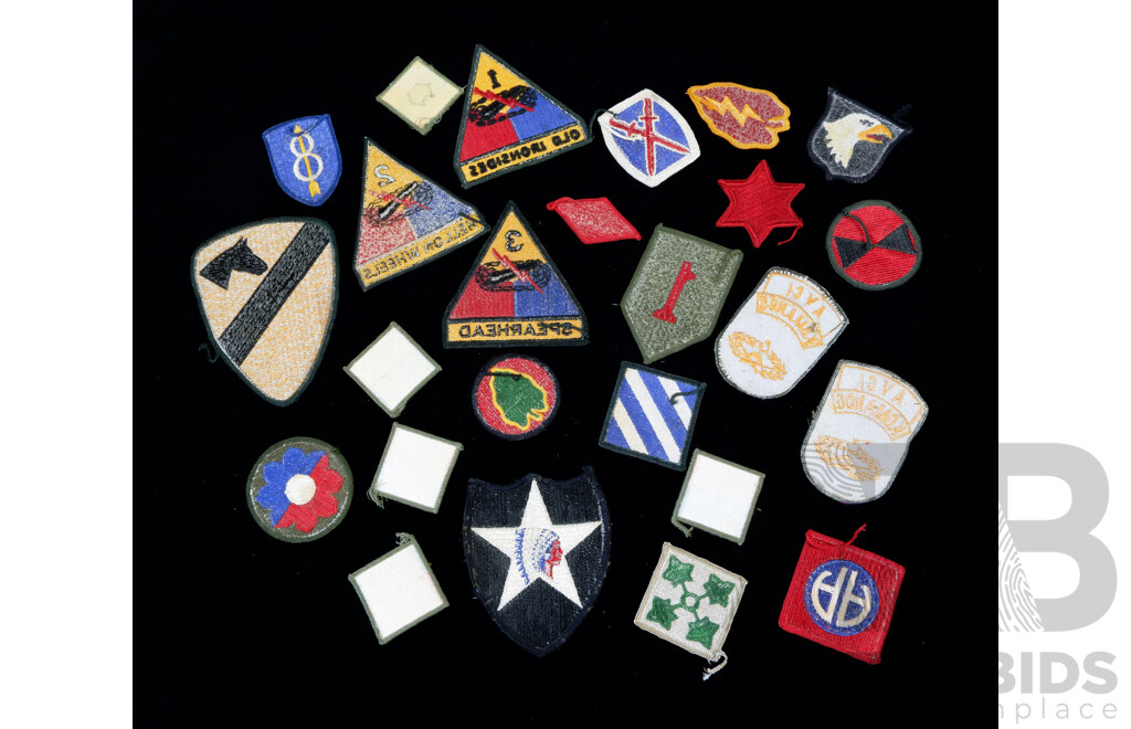 Collection American Armed Forces Shoulder Patches Including Hell on Wheels, Old Ironside and More