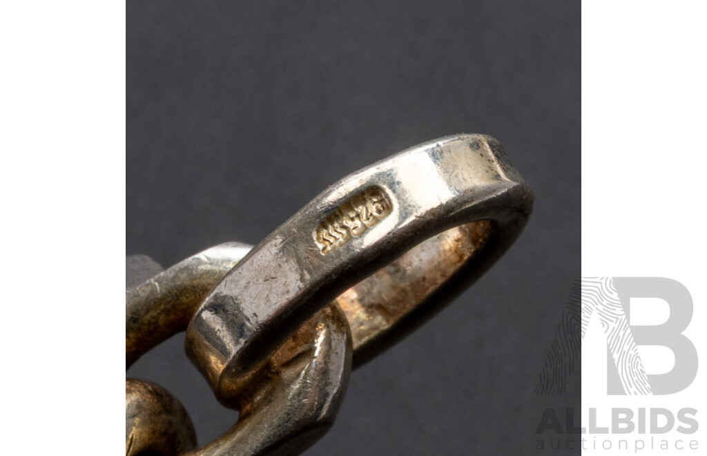 Sterling Silver Vintage Anchor Link Necklace, 55cm, 52.12 Grams