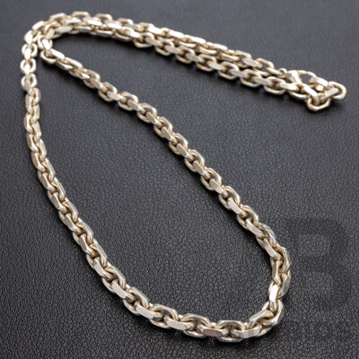 Sterling Silver Vintage Anchor Link Necklace, 55cm, 52.12 Grams