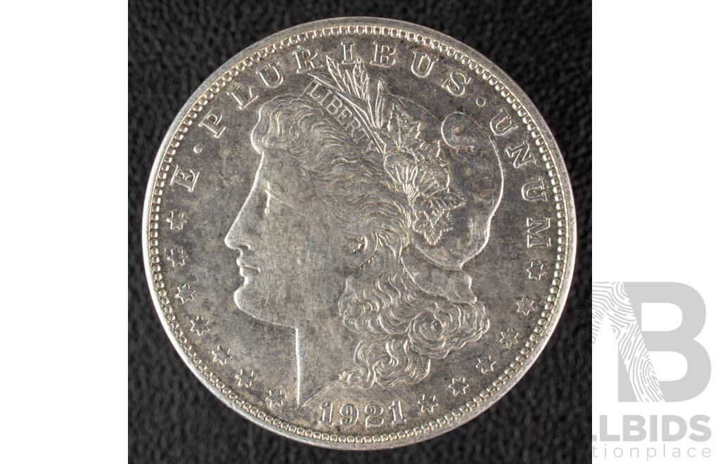 USA 1921 Silver Morgan Dollar, San Fransisco Mint .900