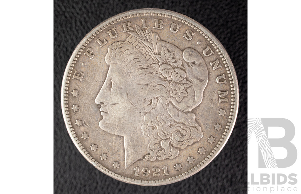 USA 1921 Silver Morgan Dollar, San Fransisco Mint .900