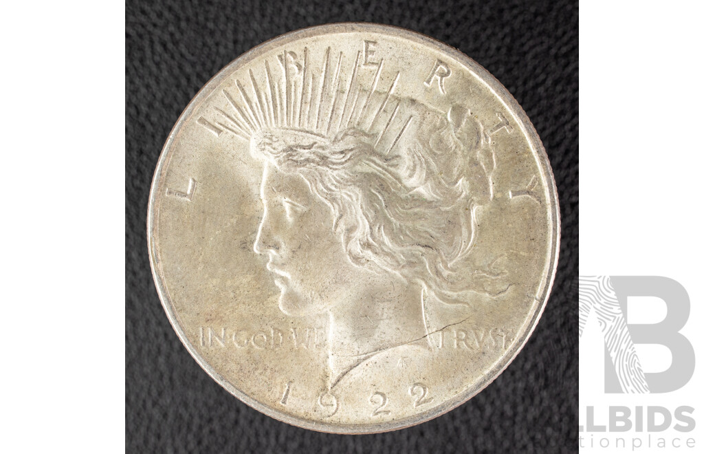 USA 1922 Silver Peace Dollar, Philadelphia Mint .900