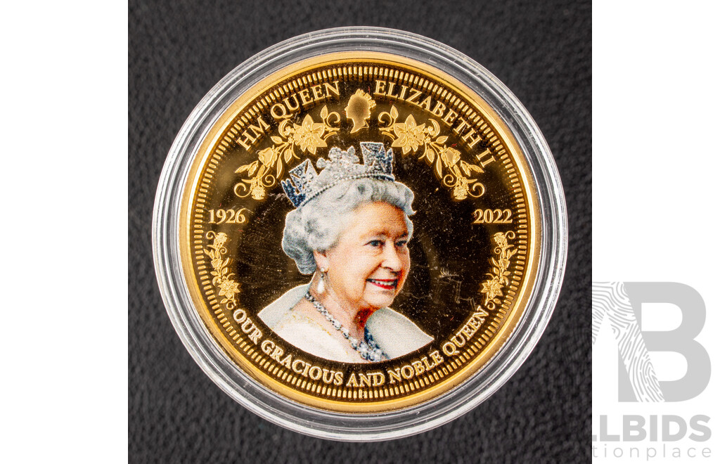 Bradford Exchange 2022 Gold Plated Coin, Queen Elizabeth II Commemorative
