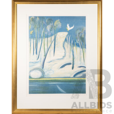 Arthur Boyd, (20th Century, Australian,1920-1999), Shoalhaven Landscape with Cockatoos, Hand Signed and Editioned Screenprint, 109 x 87 cm (frame)