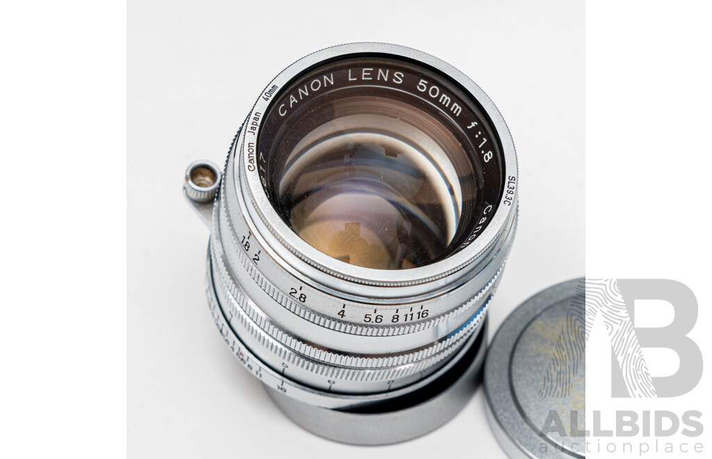 Canon 50mm 1.8 L39/M39 Screw Mount and Canon C-8 Wide Converter