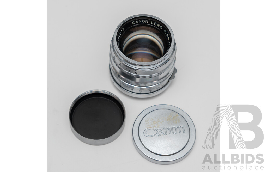Canon 50mm 1.8 L39/M39 Screw Mount and Canon C-8 Wide Converter