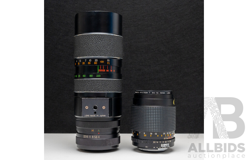 Quantaray 135mm F2.8 and Hanimex Auto Zoom 70–220mm F4