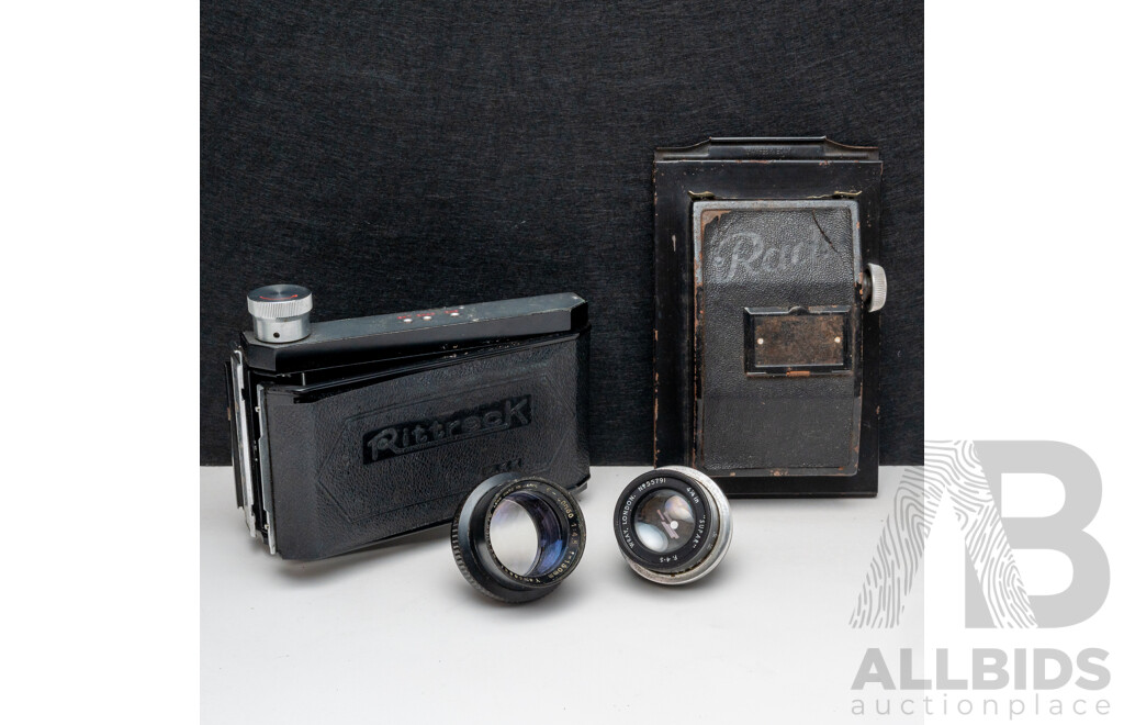 Vintage Medium and Large Format Photography Parts Bundle Including Roll Film Backs and Projection Lenses