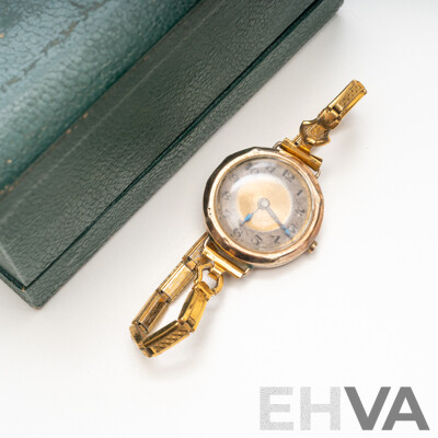9ct Rolex Antique Art Deco 15 Jewels Ladies Watch, for Restoration, with Gold Tone Band, 17.84 Grams