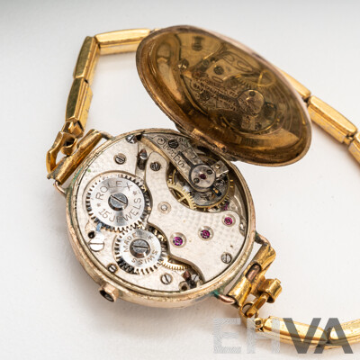 9ct Rolex Antique Art Deco 15 Jewels Ladies Watch, for Restoration, with Gold Tone Band, 17.84 Grams