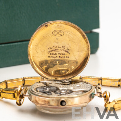 9ct Rolex Antique Art Deco 15 Jewels Ladies Watch, for Restoration, with Gold Tone Band, 17.84 Grams