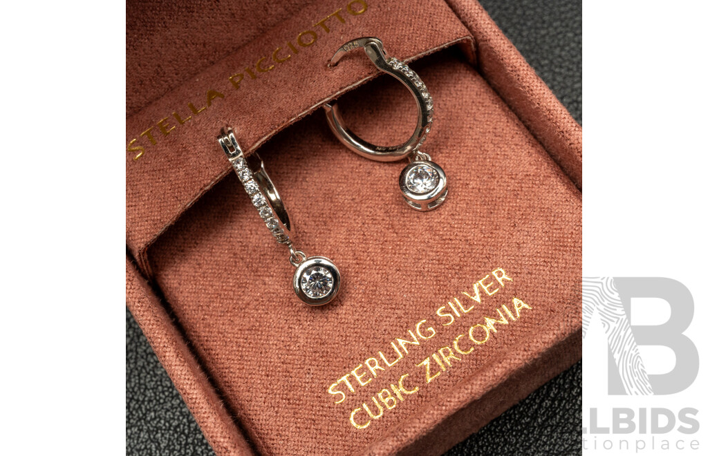 Olivia and Jackson Cz Hoop Earrings, as New in Box, Pandora Necklace & Moonstone Star Necklace,  9.64 Grams