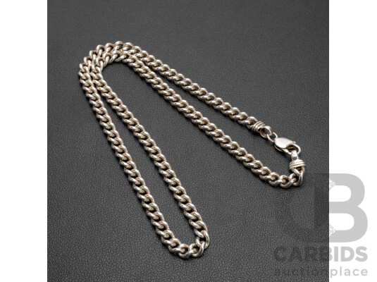 925 Sterling Silver Medium Heavy Curb Link Necklace. Length - 57cms, 74.09gms