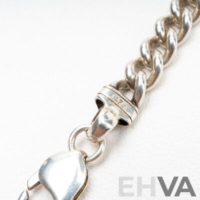 925 Sterling Silver Round Curb Link Necklace. Length - 40.5cms