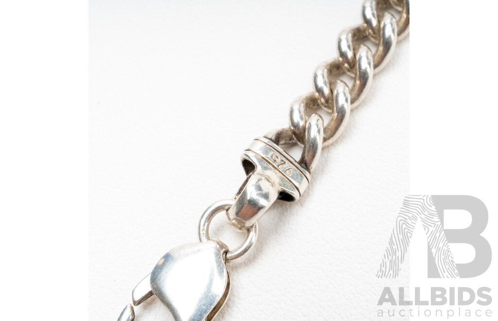 925 Sterling Silver Round Curb Link Necklace. Length - 40.5cms