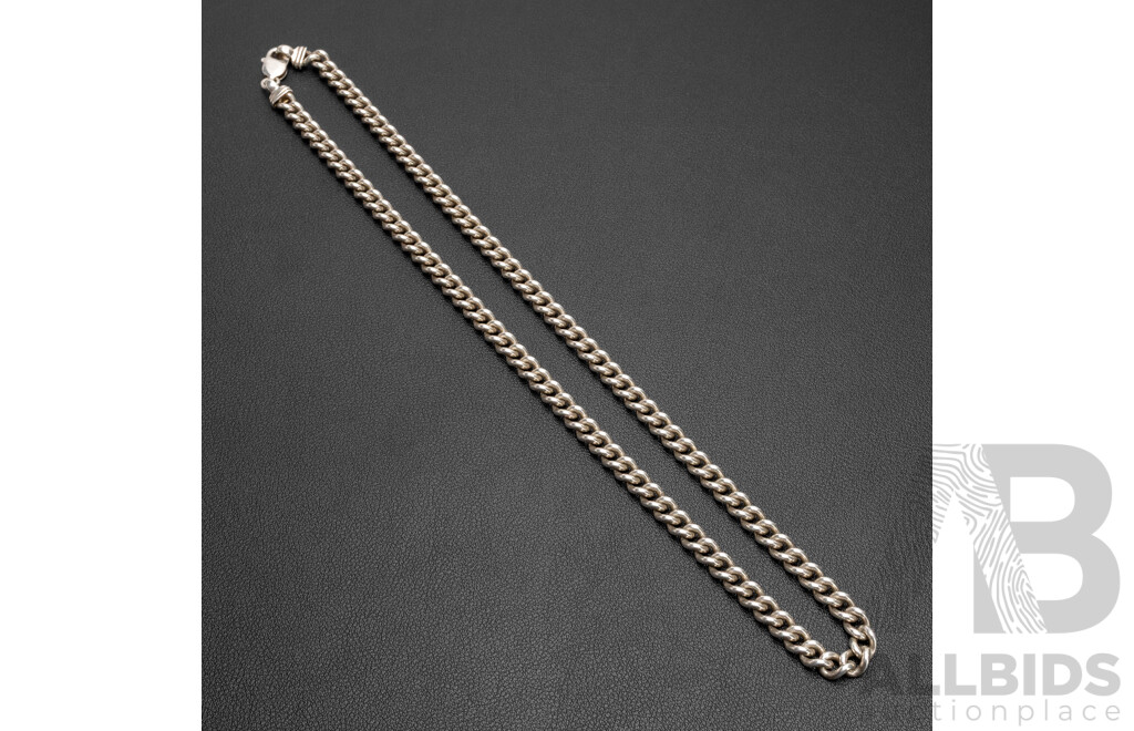 925 Sterling Silver Medium Heavy Curb Link Necklace. Length - 57cms, 74.09gms