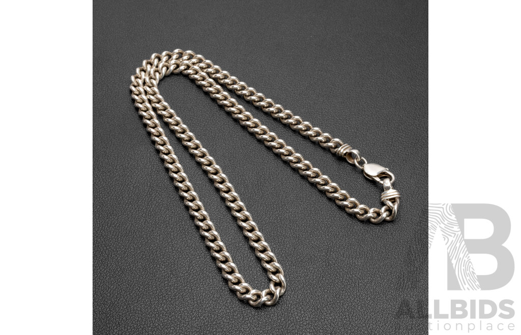925 Sterling Silver Medium Heavy Curb Link Necklace. Length - 57cms, 74.09gms