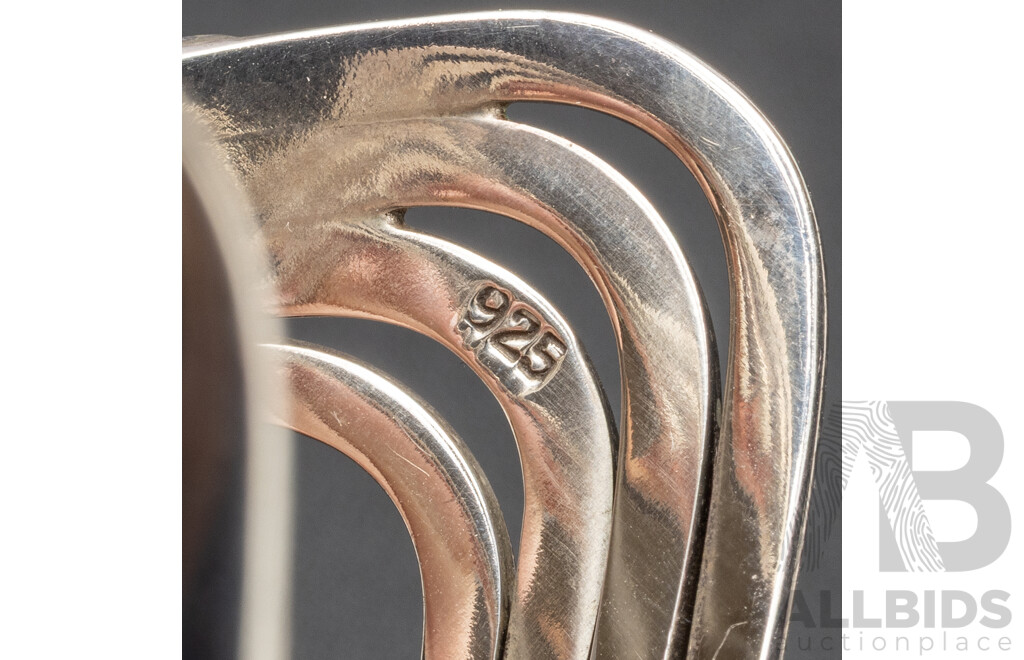 925 Sterling Silver Wavey Half Cuff Bangle - 33.19gms