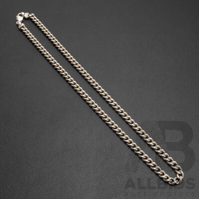 925 Sterling Silver Medium Heavy Curb Link Necklace. Length - 57cms, 74.09gms