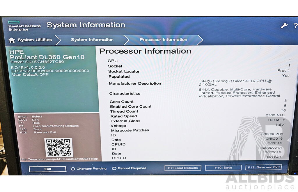 HPE ProLiant DL360 Gen10 Intel Xeon SILVER (4110) 2.10GHz-3.00GHz 8-Core CPU 1RU Server W/ 16GB DDR4