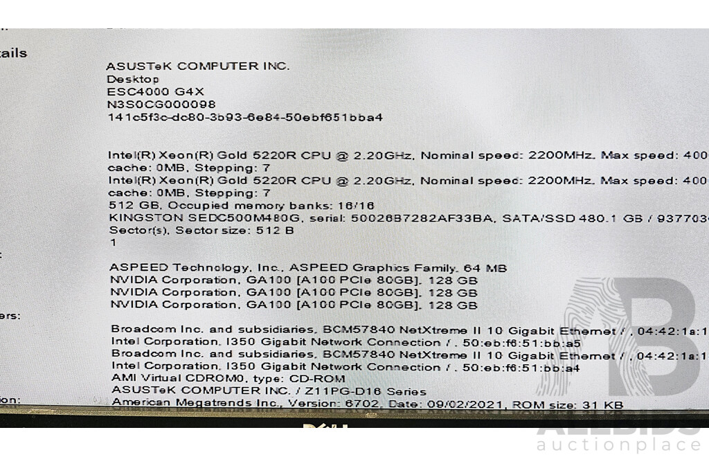 Asus (ESC4000 G4X) Dual Intel Xeon GOLD (5220R) 2.20GHz-4.00GHz 24-Core CPU 2RU Server W/ 512GB DDR4 & 3x Nvidia A100 80GB Tensor Core Graphics Cards