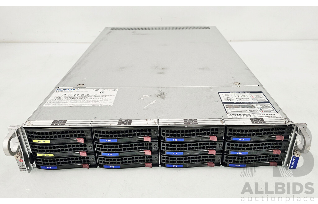 Nutanix (NXS2U1NL12G600) Dual Xeon GOLD (6154) 3.00GHz-3.70GHz 18-Core CPU 2RU Server W/ 128GB DDR4