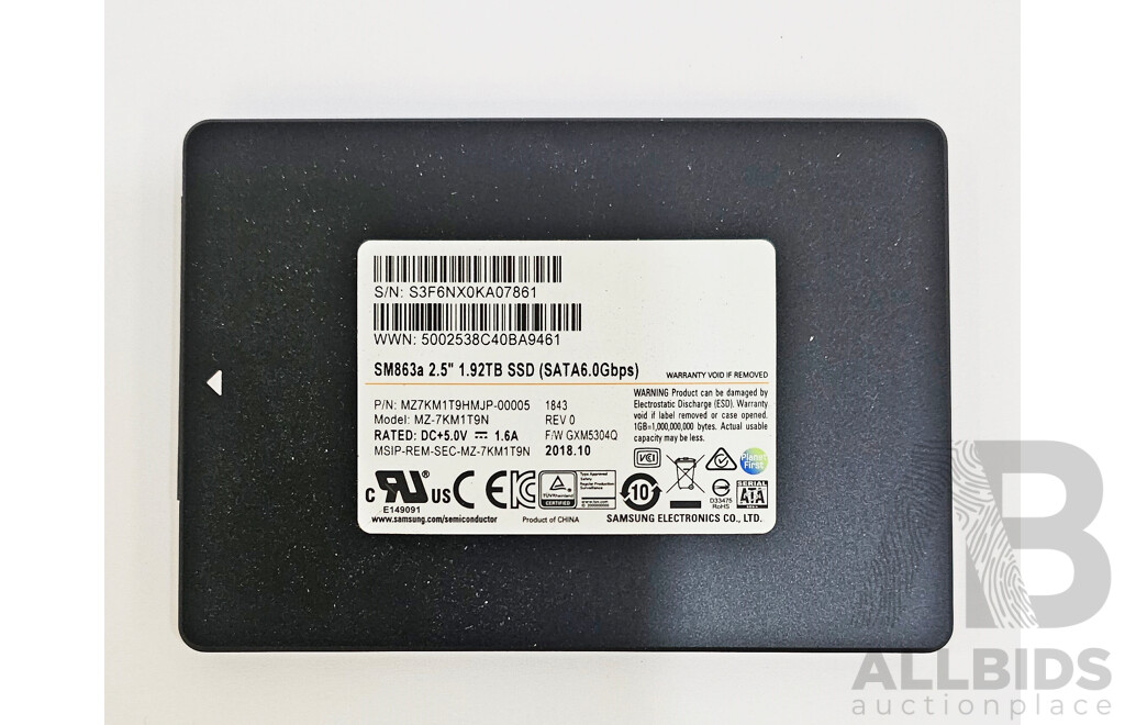 Samsung SSD 1.92GB SATA 2.5-Inch Solid State Drive