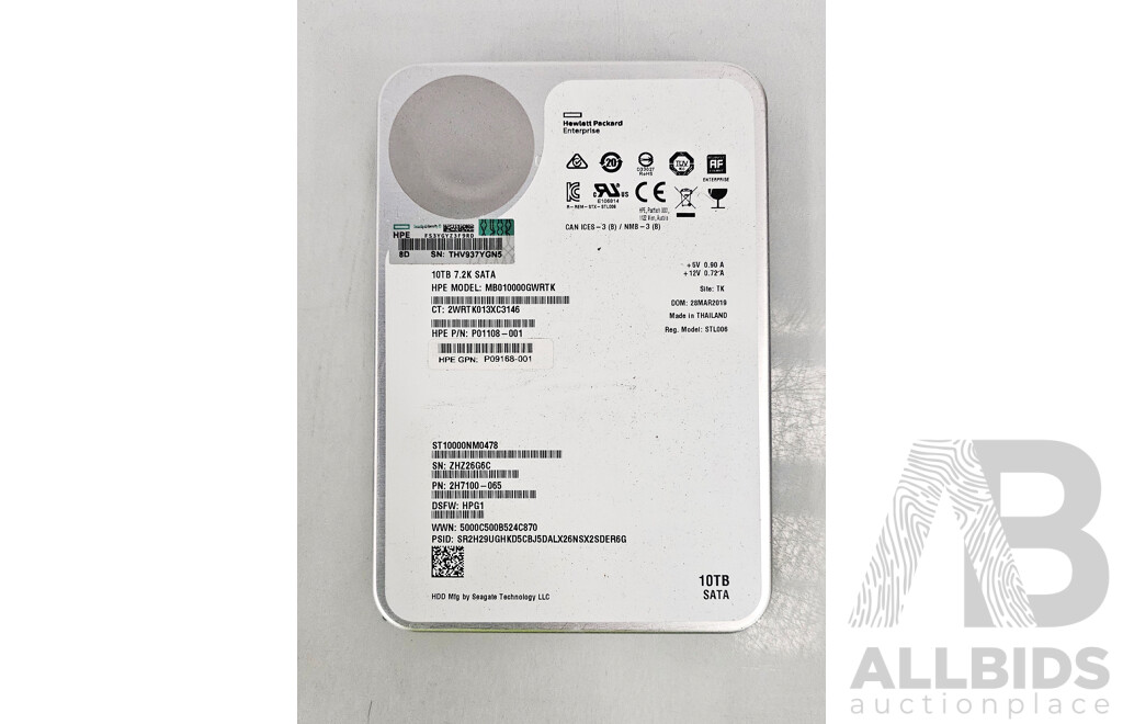 HPE (MB010000GWRTK) 10TB SATA 6Gbps 3.5-Inch Hard Drive